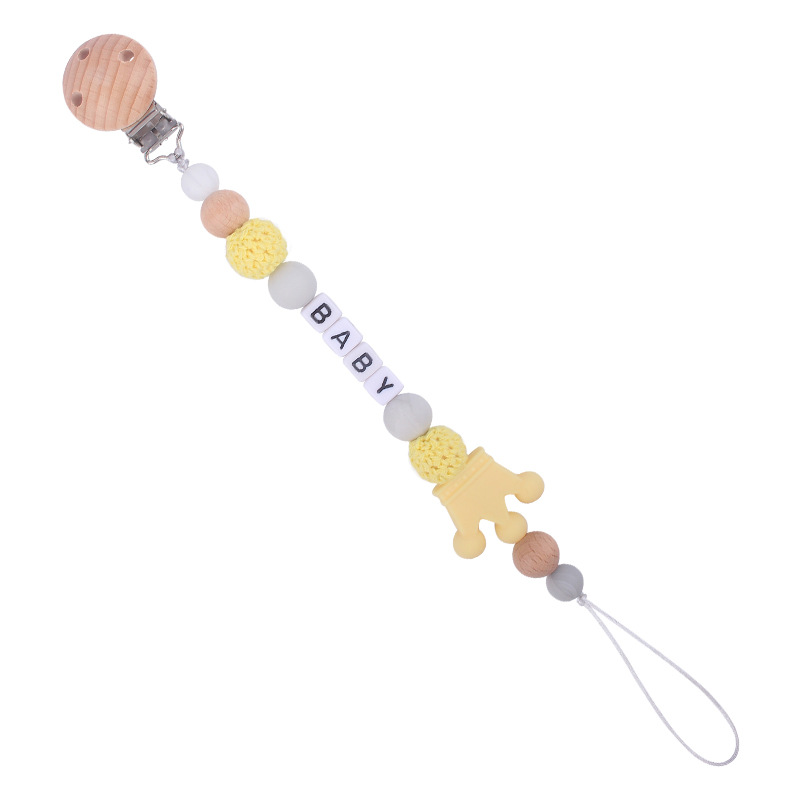 Bebé DIY creativo de dibujos animados corona de silicona calmante cadena juguete bebé nombre mordedor cadena de chupete cadena anti-caída