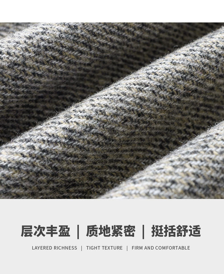 Quần tây nữ ống rộng cạp cao chất liệu len pha polyester, màu trơn, dáng rủ tôn dáng, giữ ấm — Màu ảnh chi tiết 4