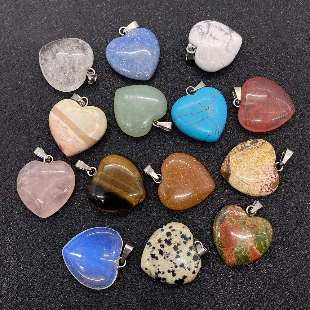 Pendant Jewelry Making Type 1 Piece Natural Stone Heart Shape Pendant