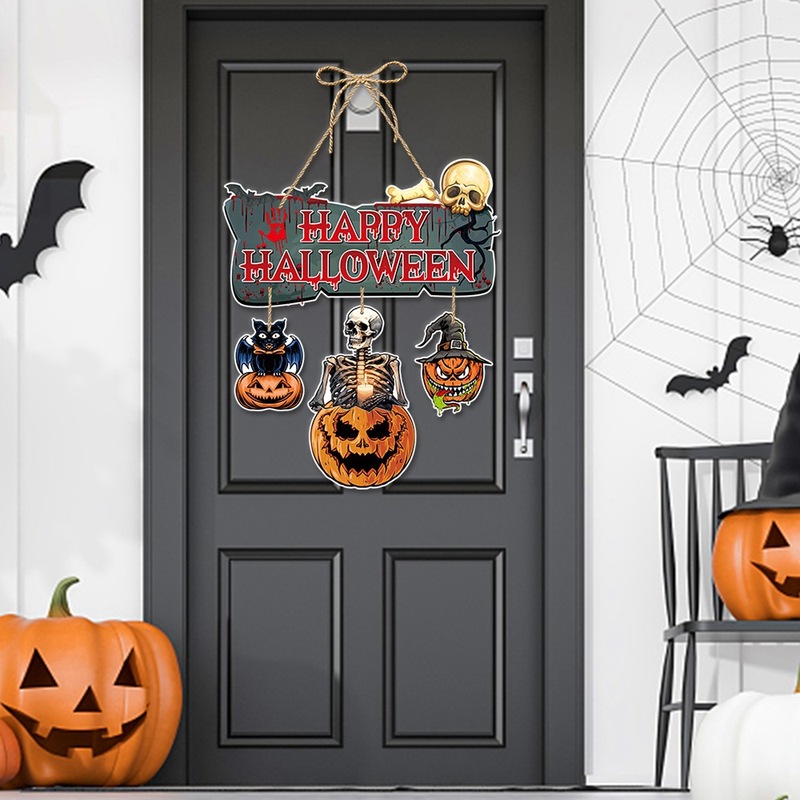 2025 ハロウィンパーティーデコレーションドアハンギングホーム雰囲気装飾カボチャハンギングオーナメントハロウィンドアハンギングバナー|undefined