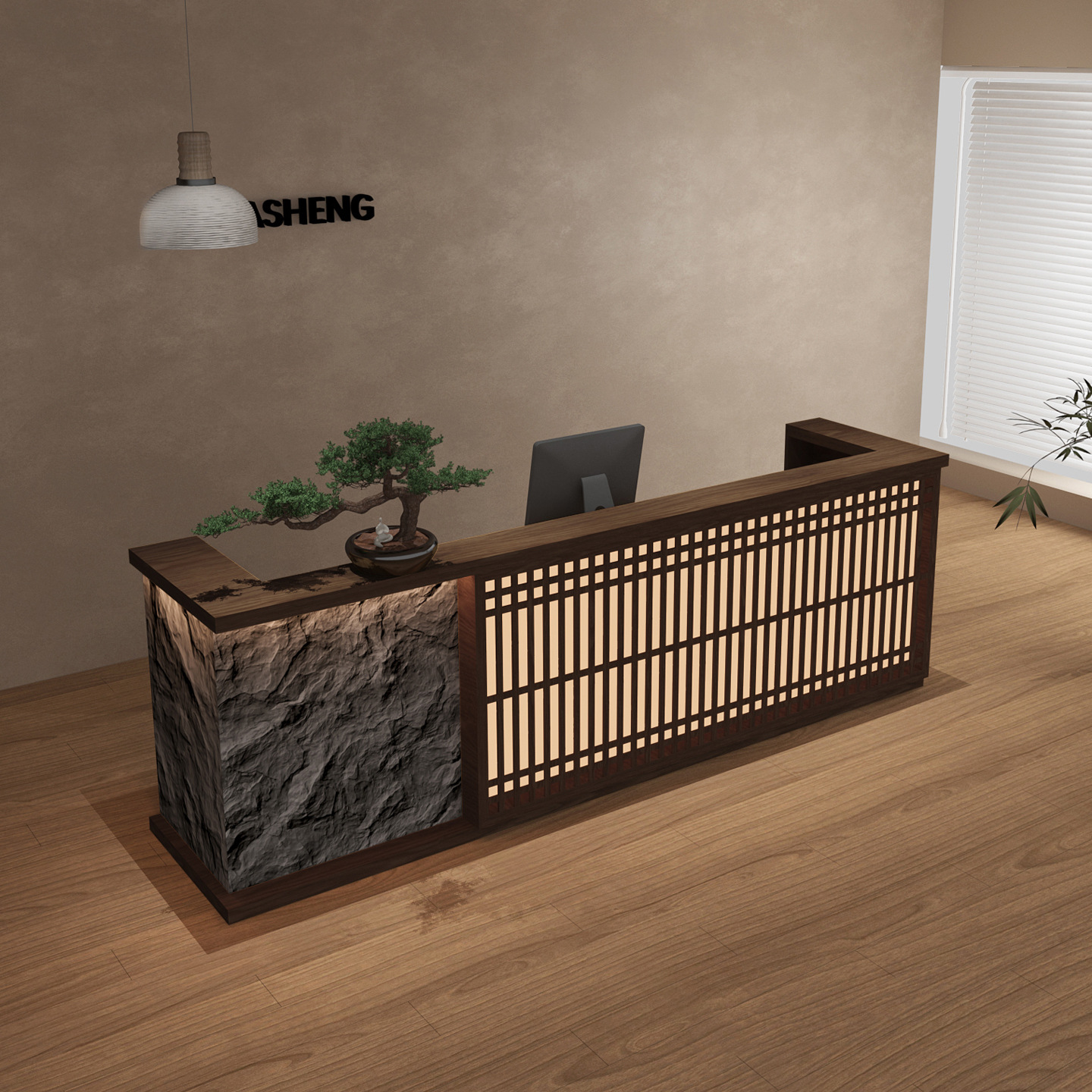 New Chinese-style reception desk for taverns, restaurants, and wellness centers, cash register counter, faux stone counter, bar table