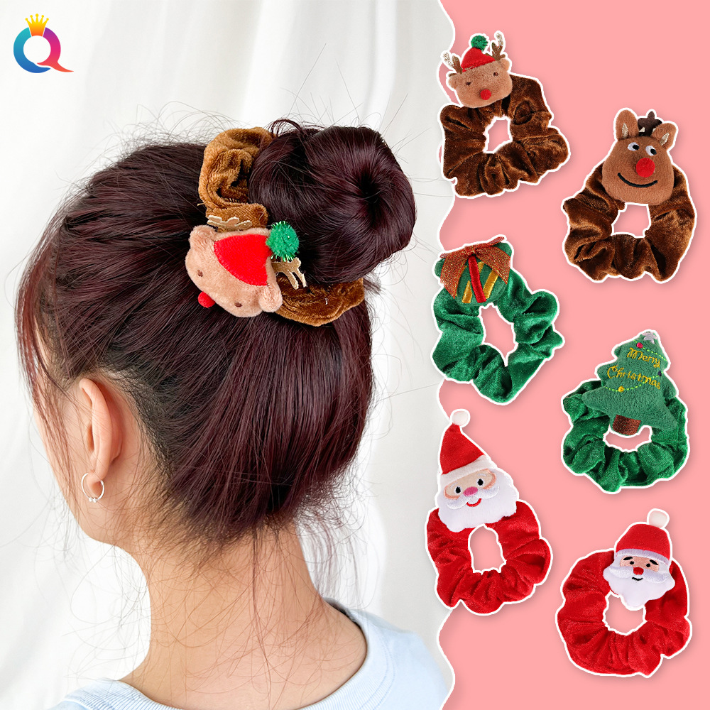 Christmas gift Christmas headdress plush large hair band high-grade hair tie ins large ring_voghion.com