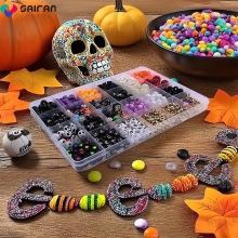 跨境万圣节精灵南瓜骷髅头diy串珠手链套装手串穿珠饰品配件珠子