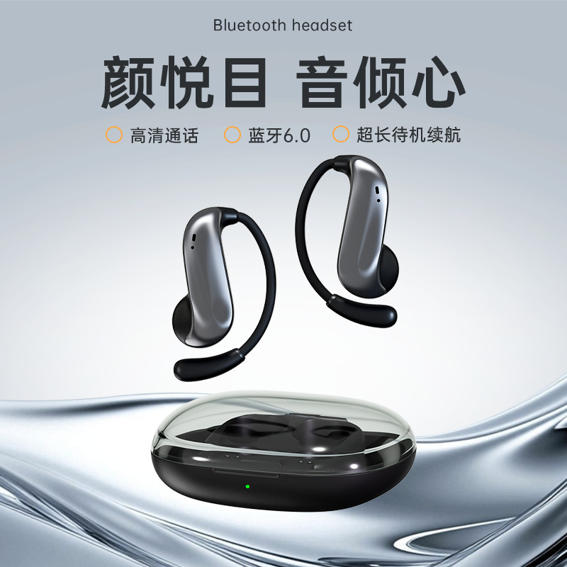 2025新款n71跨境挂耳式耳机智能运动透明款蓝牙耳机手机平板通用|undefined