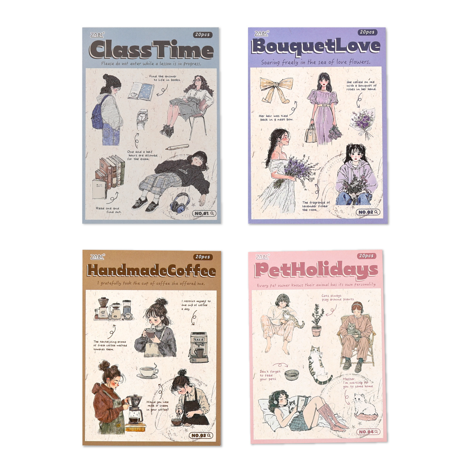 Yuezhen Pet Sticker Bensen Girl Series Tema de personaje Cuenta manual Material de decoración de bricolaje Papel de collage