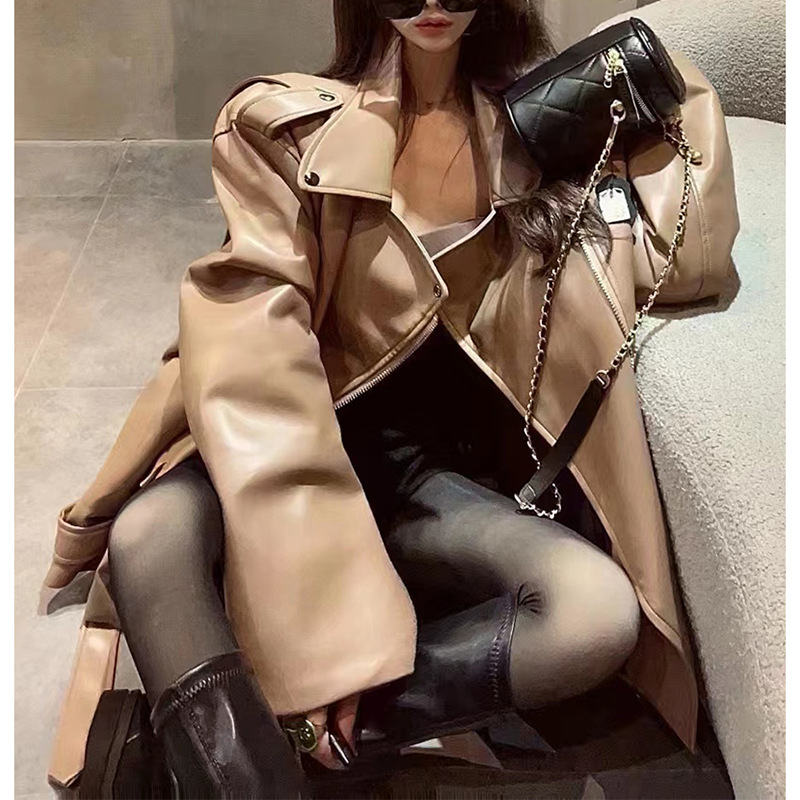 咖色机车皮衣外套女2025年春秋季新款爆款夹克宽松时尚百搭高级感|undefined