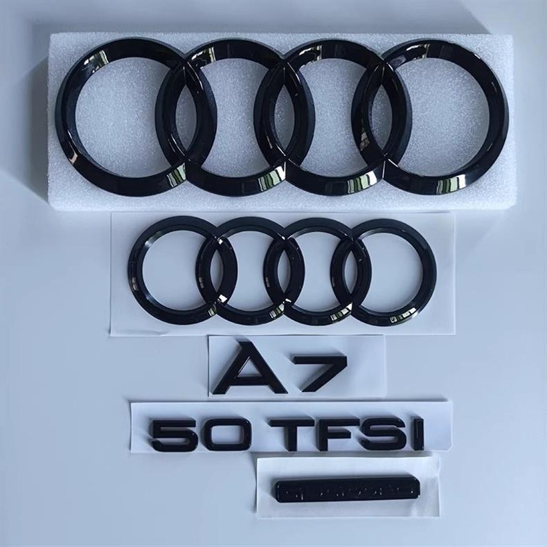 Audi A3 A5 A7 black rear emblem, rear lettering, 45 four-wheel drive, engine displacement lettering, grille emblem, four-ring emblem, modification
