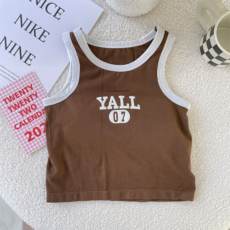 Belleza espalda Sling carta pecho abrigo Chaleco de las mujeres almohadilla fija en el pecho desgaste interior y exterior sin costuras chaleco deportivo de fondo todo partido