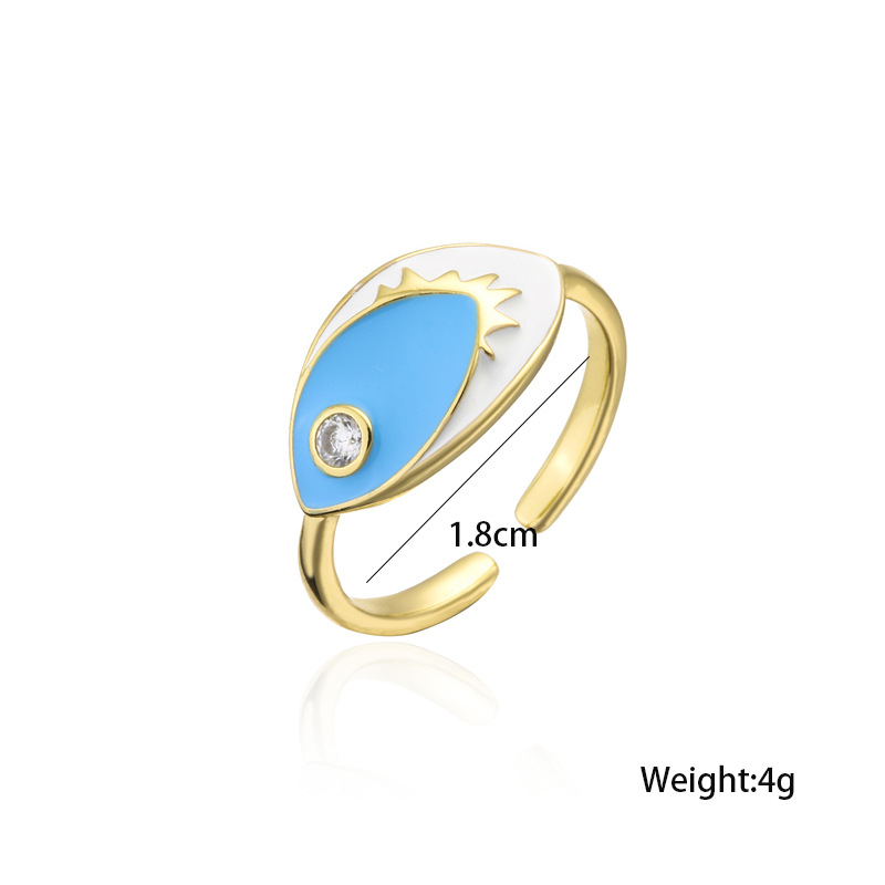 Aogu Cross-border Supply Ins Internet Celebrity Same Style Copper Plating 18k Gold Personalized Dripping Zircon Geometric Open Ring For Women display picture 13