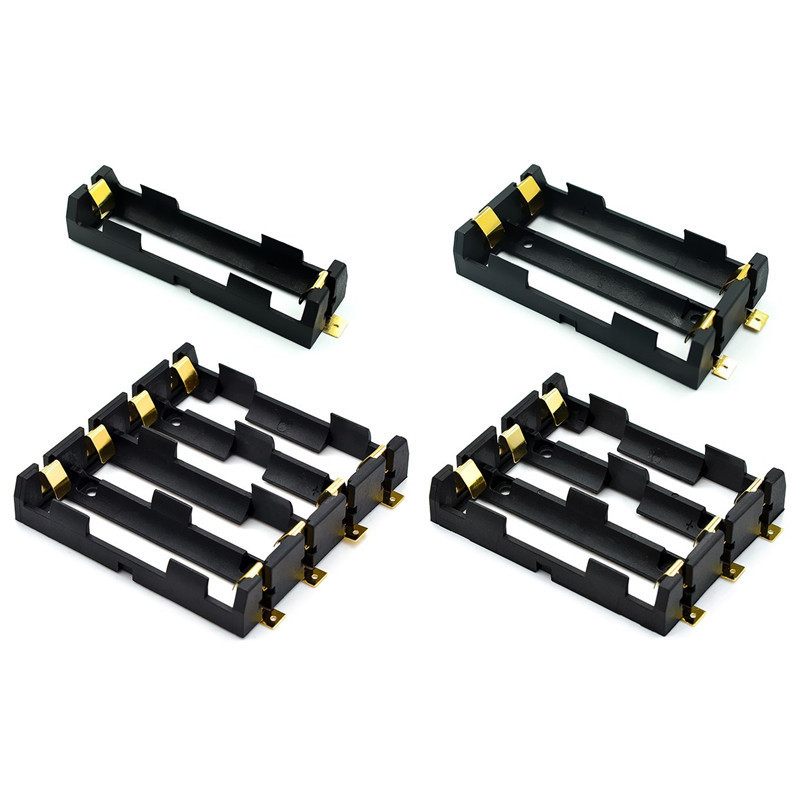 18650 Battery Box Smd Gold-Plated Flame Retardant 1/2/3/4 Cells Single and Double Cell Lithium Battery Holder Can Be Connected in Series and Parallel