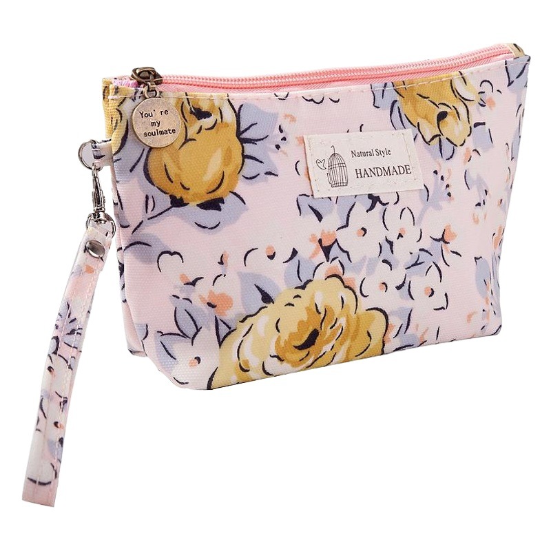 Fábrica directa tela impermeable bolsa de almacenamiento cosmético impreso embrague portátil de las mujeres impermeable bolsa de lavado de viaje