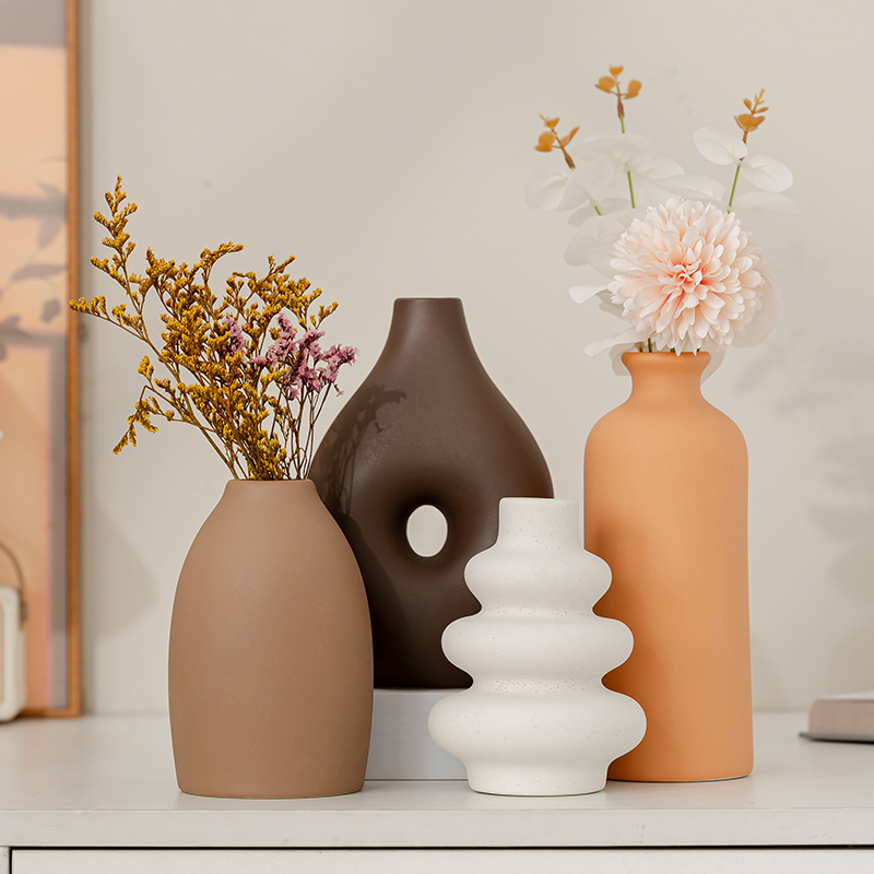 Vaso de flores secas moderno y simple, vasijas de cerámica nórdicas, decoraciones para el hogar, arreglos de flores, exportaciones transfronterizas