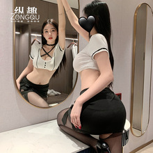 纵趣原创情趣内衣性感镂空女秘书装火辣包臀裙OL白领制服诱惑6908