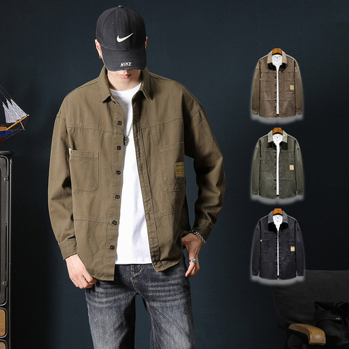 New Cross-Border Leisure Men's Outerwear 2024 Spring Trend Brand Fat and Large Loose Work Shirt for Men on Amazon