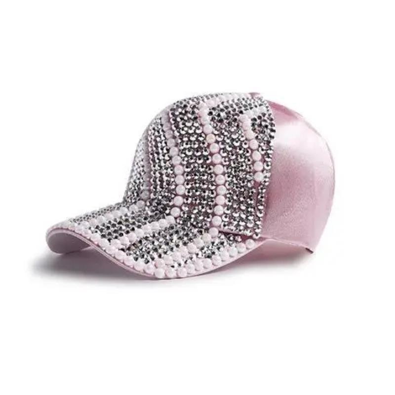 Gorra de béisbol con diamantes de imitación para mujer, estilo coreano de primavera y otoño, moda urbana, versátil, sombrero para el sol, perla de lujo ligero