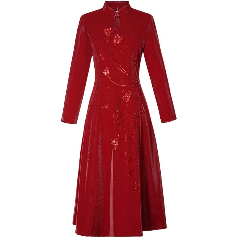 2025 новое высококачественное осеннее платье для свадебного банкета свекрови, элегантное платье для молодой мамы с флисовой подкладкой