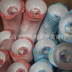 漫画の子供の碗のメラミンは磁器の食器の双耳の碗の赤ちゃんの形の碗の2元の店のデパートの商品の供給源をまねます。