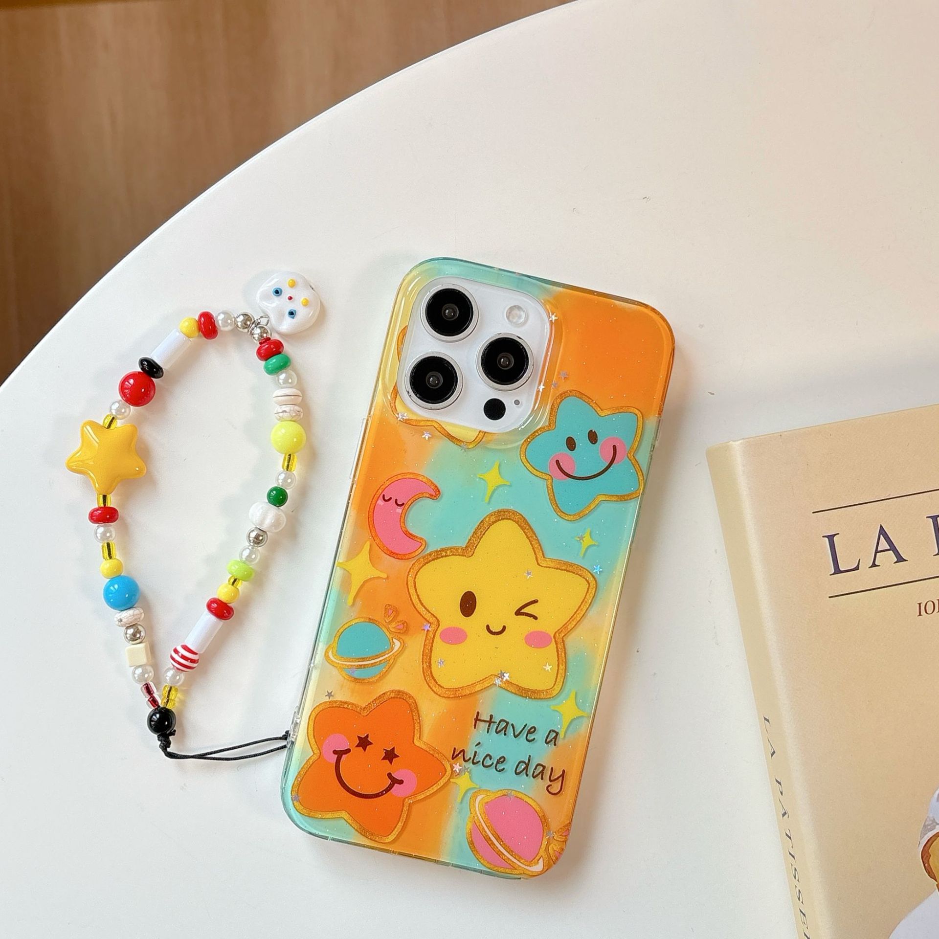 Personalidad Rainbow Star Graffiti Adecuado para Apple 16ProMax Funda para teléfono móvil 15Pro Pareja 14/13 Cadena 15Pm