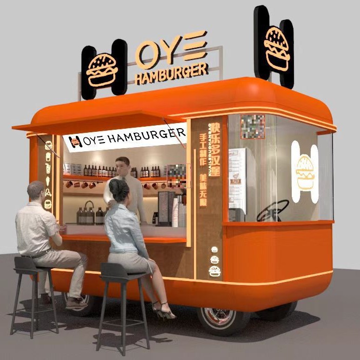 Carro de snack popular en línea comercial, punto escénico de viajes culturales, té de leche móvil frito multifuncional, carro de desayuno de comida gourmet, carro de desayuno rápido