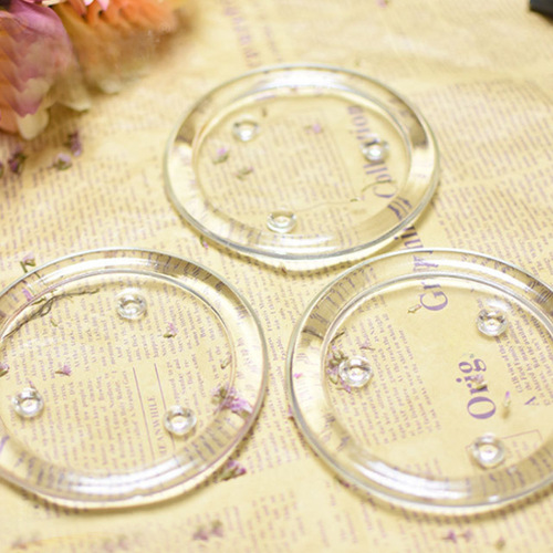 Glass candle holder, transparent glass round plate, romantic glass candle holder, glass candle tray, glass decorative item