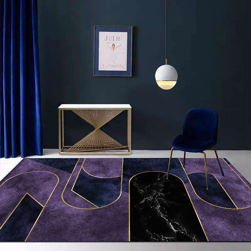 46N简约客厅地毯茶几椅垫个性长方形后现代轻奢紫色卧室家用房间