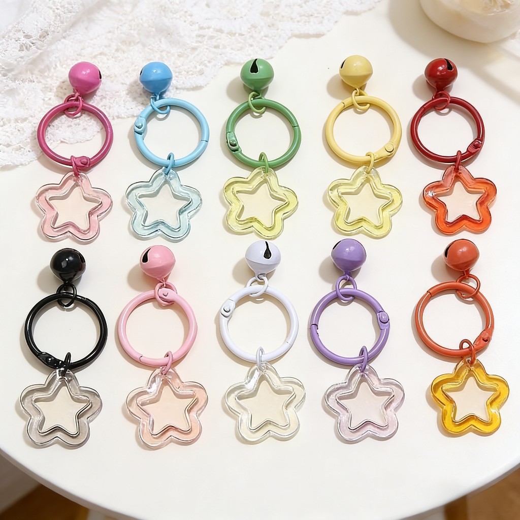 Wholesale Fresh and Colorful Flower Bell Star Keychain Qixi Gift Key Ring Bag Pendant for Women