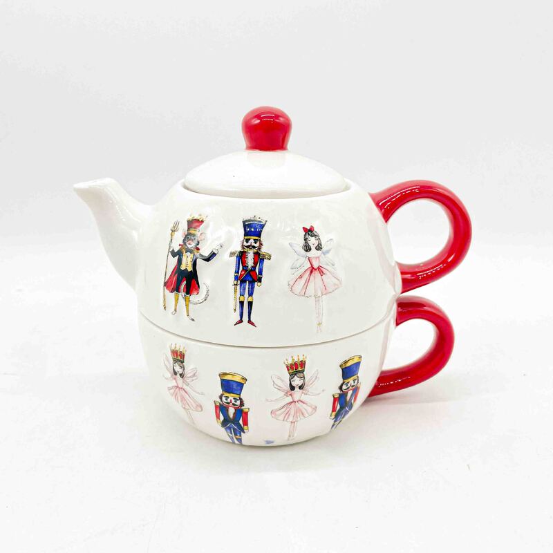 Christmas-Themed Embossed Nutcracker Double Pot Sealed Jar with Bamboo Lid, Mug, Cake Plate, Four-Compartment Plate for the Holidays Christmas-Themed Embossed Nutcracker Double Pot Sealed Jar with Bamboo Lid, Mug, Cake Plate, Four-Compartment Plate for the Holidays
