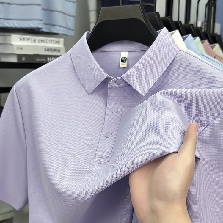 Summer ice silk short sleeve men's polo new business casual men's t-shirt lapel nylon ammonia breathable polo shirt