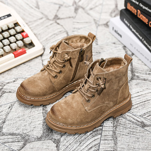 Boys Martin Boots Autumn and Winter Fashion Children's Boots English Style Soft Bottom Cowhide Boys Cotton Boots Wholesale