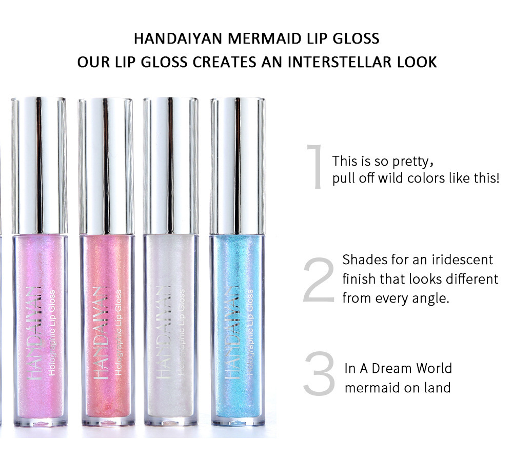 Cross-border Pearlescent Lip Gloss Mermaid HANDAIYAN Long-lasting Moisturizing, Dazzling Bright and Polarized Lip gloss Lip Gloss Specification drawing
