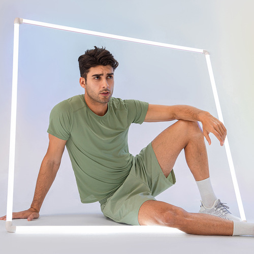 Spring and summer men's loose running quick-drying round-neck T-shirt sweat-absorbent breathable fitness sports casual short-sleeved clothes 21220