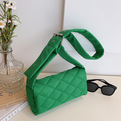 太空棉羽絨包2022秋冬新款菱格繡線單肩小方包海綿純色女士斜挎包