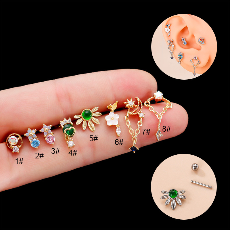 Fashion Flower Metal Plating Inlay Zircon Ear Studs 1 Piece display picture 2