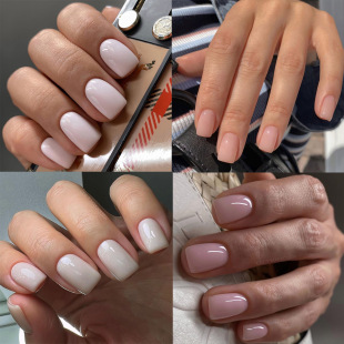 Cross-border wearable women's manicure wholesale simple medium and rectangular solid color manicure nail patch wear nail wholesale