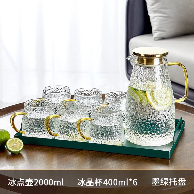 Botella de agua fría engrosada al por mayor vidrio de borosilicato resistente a altas temperaturas para el hogar de gran capacidad botella de agua hervida fría juego de tetera