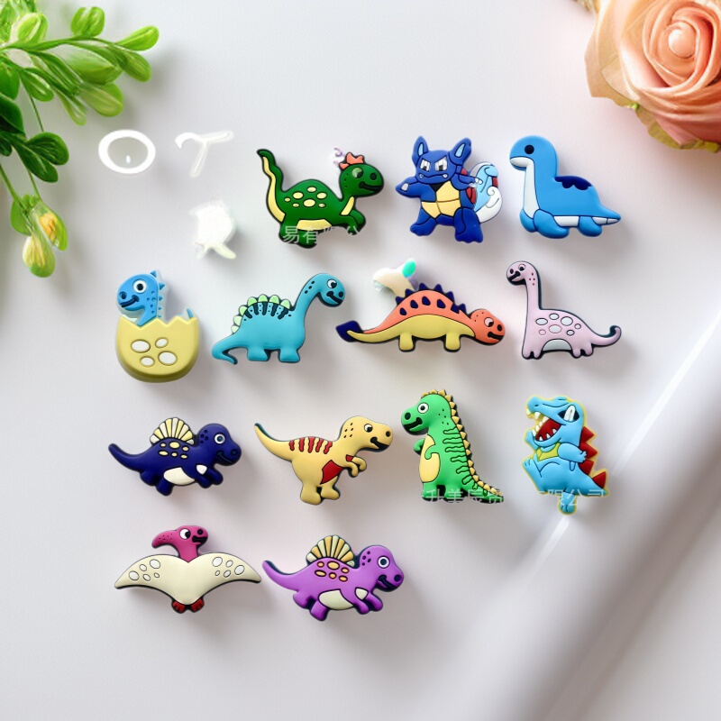 Hot Selling Cute Dinosaur Series Clogs Accessories Shoe Flower Shoe Flower Mouth Accessories DIY Decorative Buckles Cross-Border Ready Stock