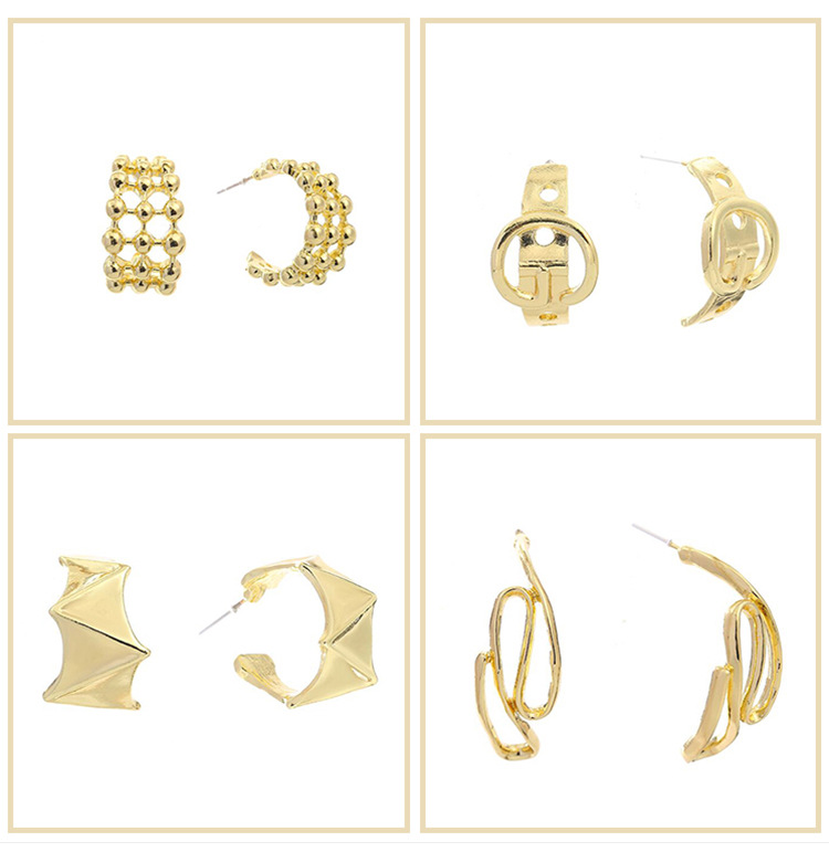 fashion simple Cshaped irregular hollow geometric stud earrings wholesalepicture3