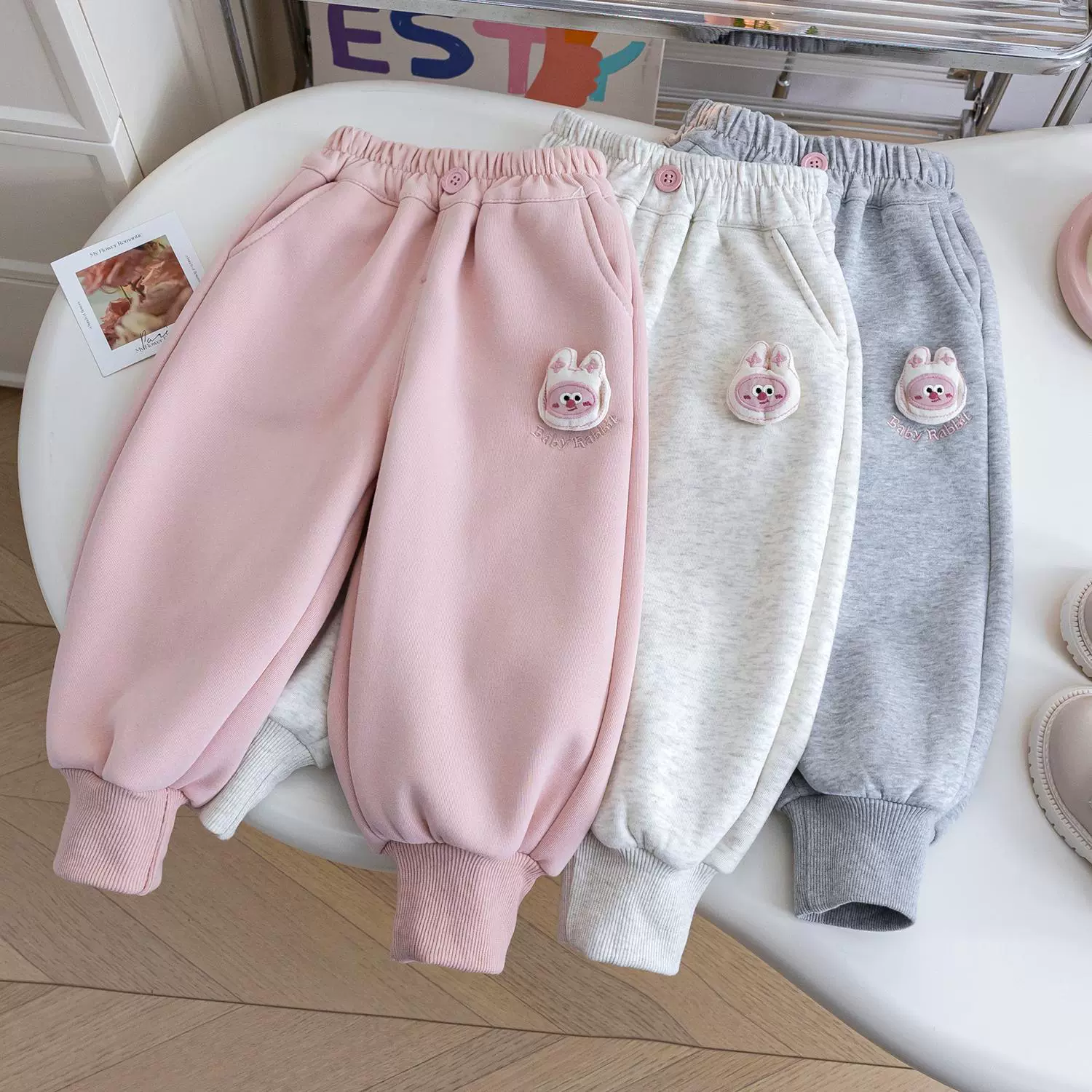 女宝宝裤子秋冬装女童加绒款休闲裤冬季保暖束脚长裤可爱百搭外穿