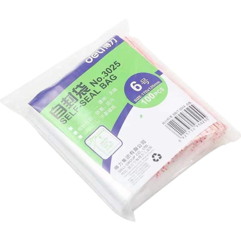 Deli bolsa sellada transparente bolsa de autosellado engrosada bolsa de plástico desechable de tamaño pequeño teléfono móvil con bolsa de embalaje de alimentos