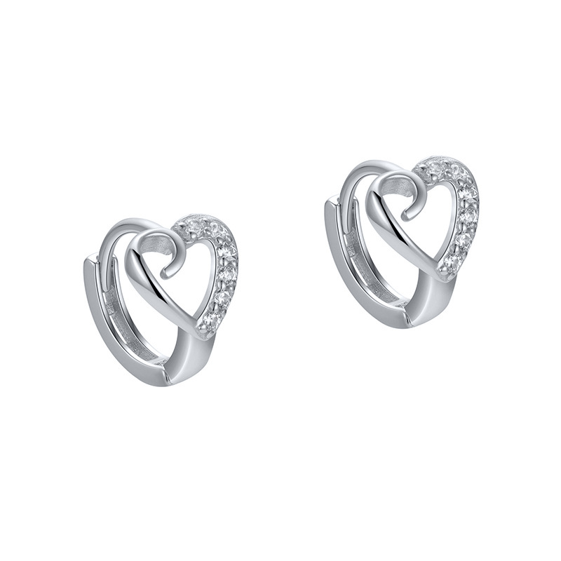 Einfacher Stil Herzform Kupfer Inlay Künstlicher Diamant Reif Ohrringe 1 Paar display picture 1