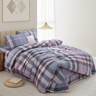 Washed Cotton Four-Piece High-End Bed Bed Sheetss Modern Simple Style Small Fresh Gray Pink Pure Cotton Bedding