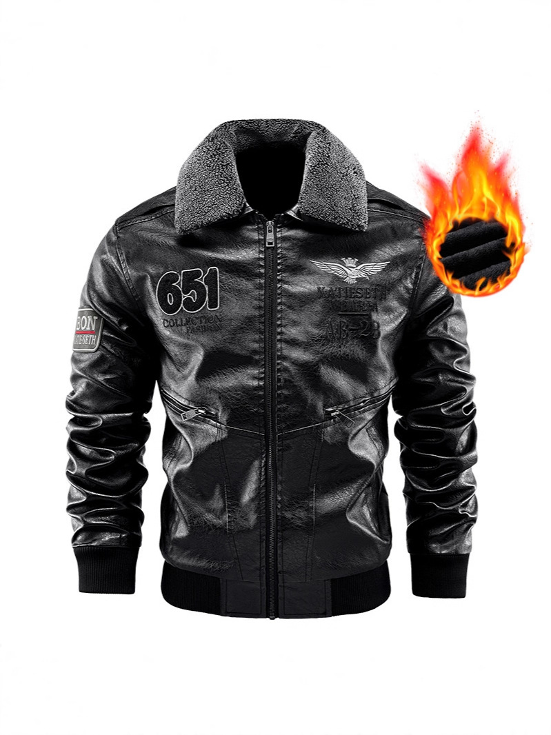 2025 transfronterizo mayorista Amazon spot solapa hombre chaqueta de cuero de gran tamaño invierno nuevo tipo de felpa para hombres