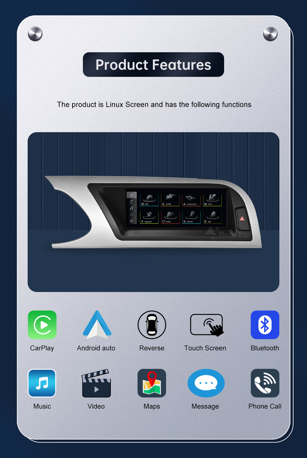 8.9 inch wireless CarPlay display for A4 A5 2009-2012 radio player