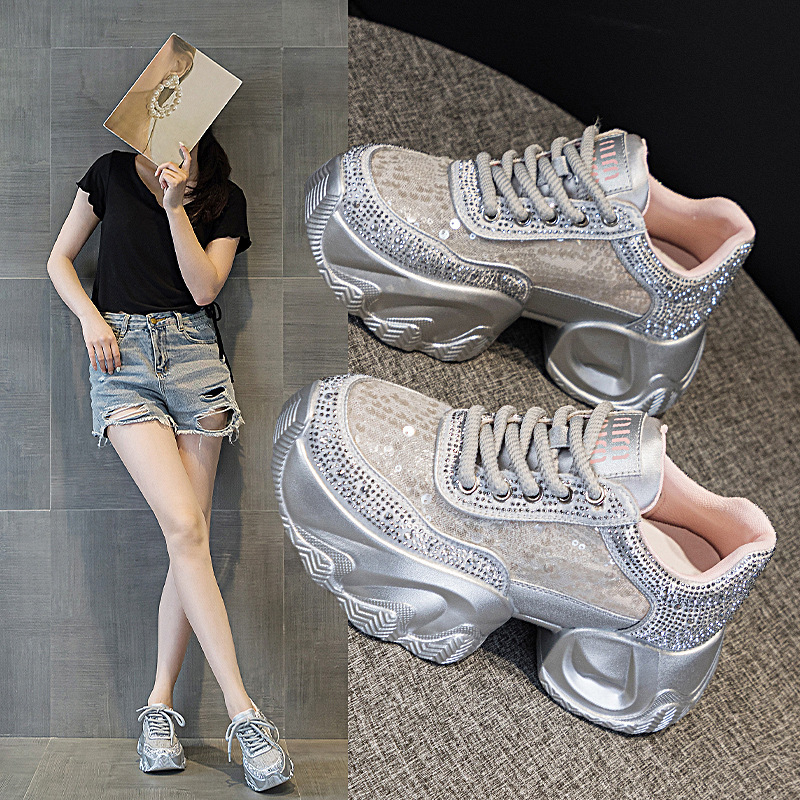 Mesh Dad Sneakers for Women 2026 Spring/Summer New Versatile Rhinestone Thick-Soled Trendy Casual Sports Shoes for Petite Individuals Mesh Dad Sneakers for Women 2026 Spring/Summer New Versatile Rhinestone Thick-Soled Trendy Casual Sports Shoes for Petite Individuals
