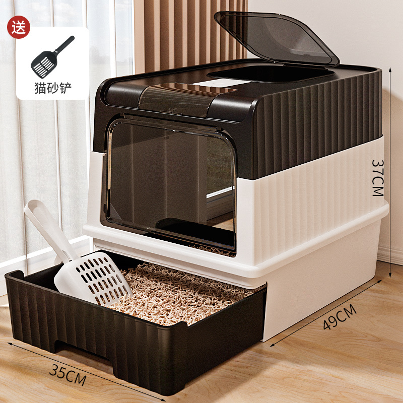 Cajón de arena para gatos super grande totalmente cerrado anti-spillado ultravioleta inodoro para gatos artículos para mascotas de plástico arena para gatos