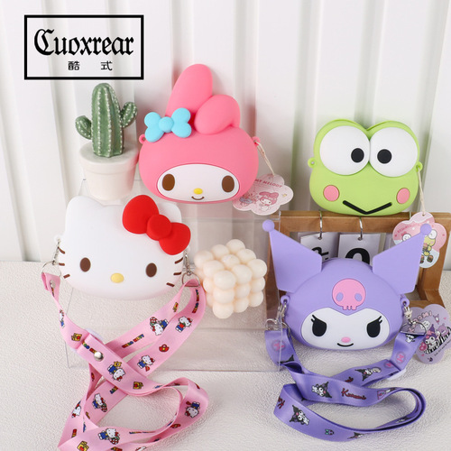 Children's silicone bag Sanrio genuine authorized cute Kuromi cartoon silicone big head bag coin purse cross-body