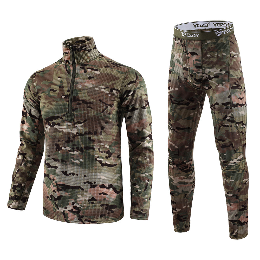 Nuevo cuadrado al aire libre de cuello medio alto chaqueta de terciopelo montañosa calentamiento ropa interior gruesa deportivo transpirable calentamiento hombre conjunto
