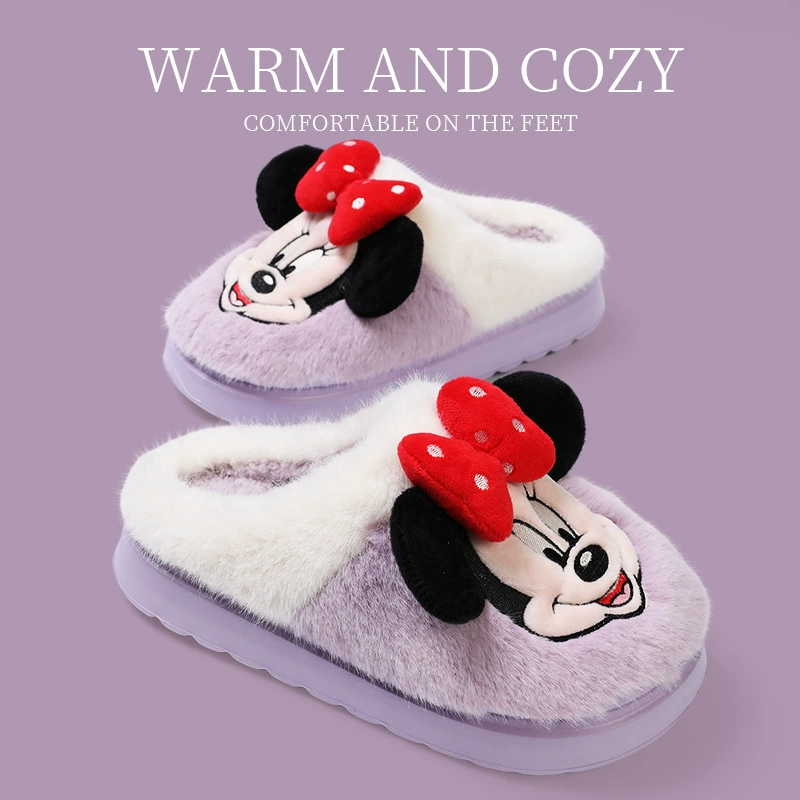 Южный Боуан мультфильм милые хлопчатобумажные тапочки мужской Микки домашний теплая и бархатистая пара подлинные тапочки женский