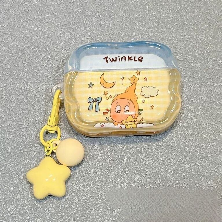 Creative Plaid Moon Star Man Apple Airpods2 Bluetooth Headphone Shell Pro3 Protective Cover 3/4 Suitable