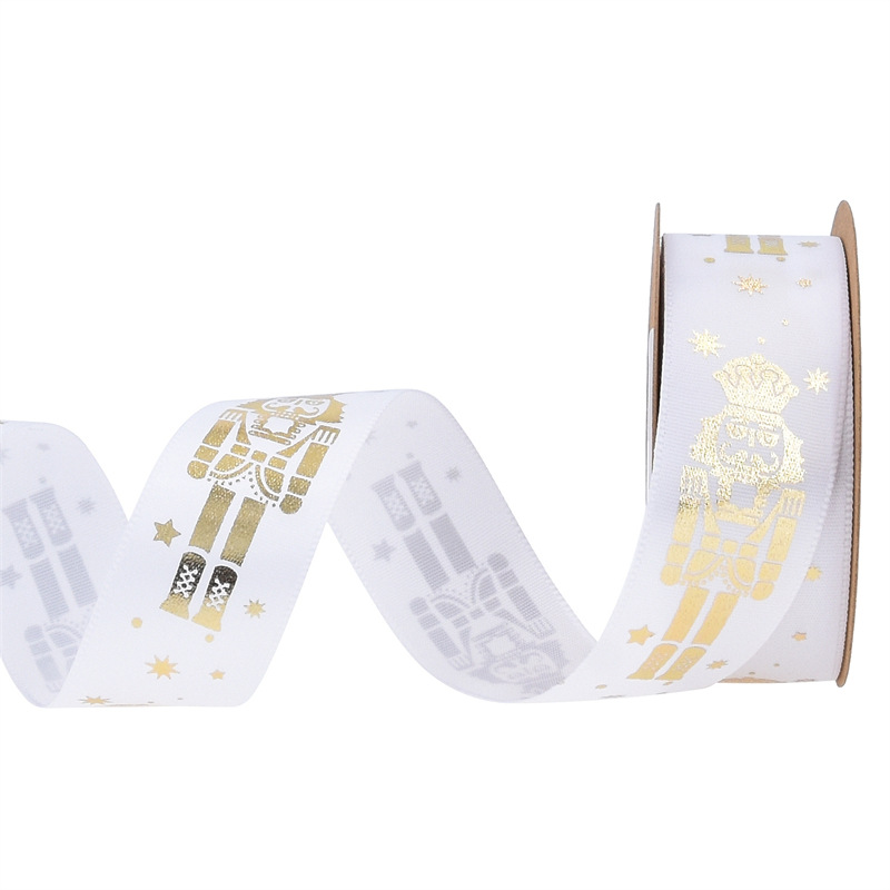 Nuevos productos Amazon Walnutman cintas estampadas letras de seda de árbol de Navidad caja de regalo de Navidad embalaje cinta forjada pequeño rollo